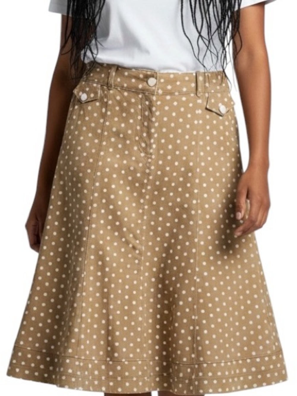 Polka Dot Skirt Per Una. Tan/White. Sz 12